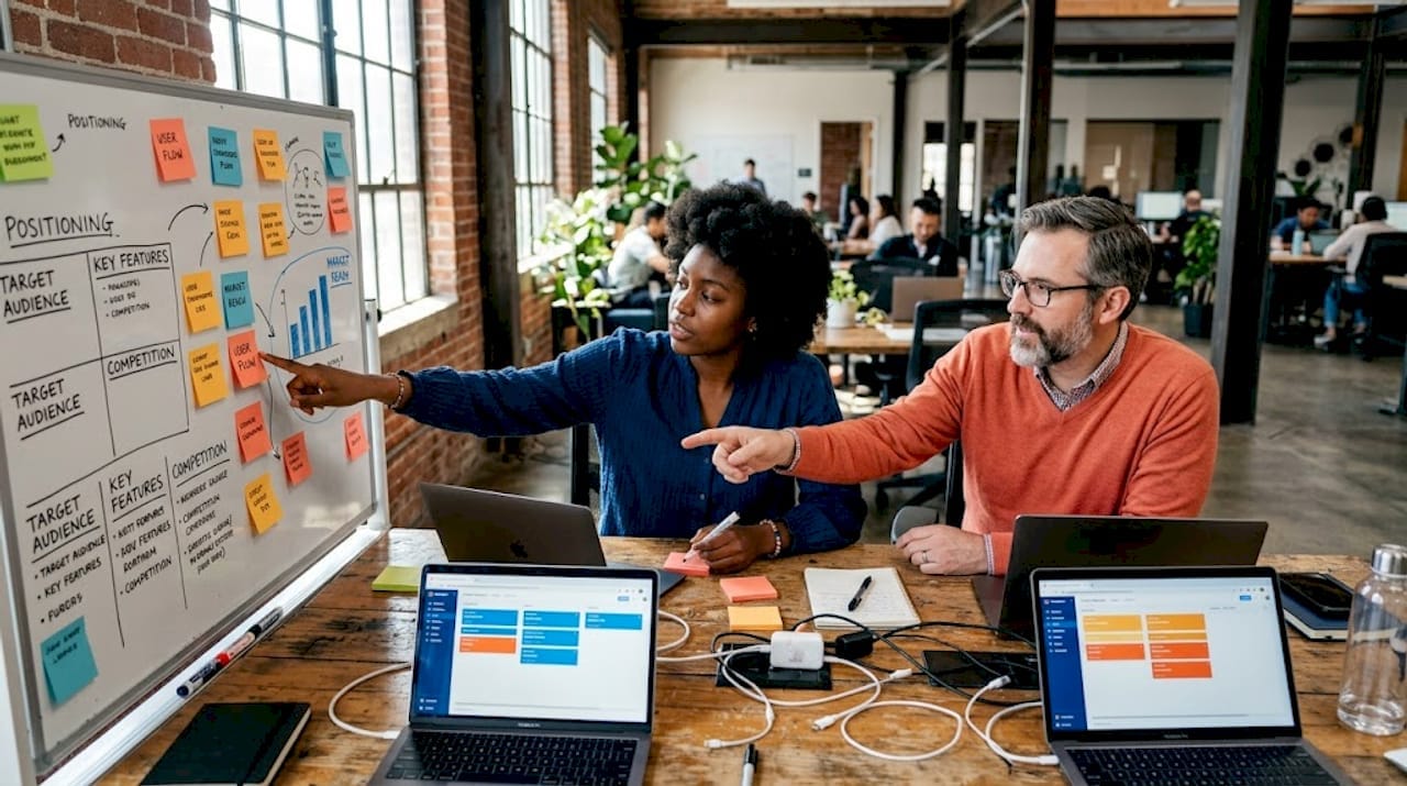 Founders collaborating in coworking space