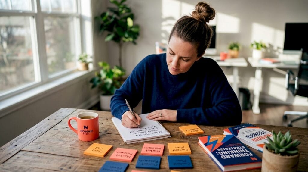 Freelancer creating micro-habits in home office