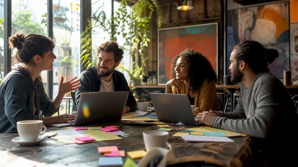 Entrepreneurs collaborating in bootcamp session