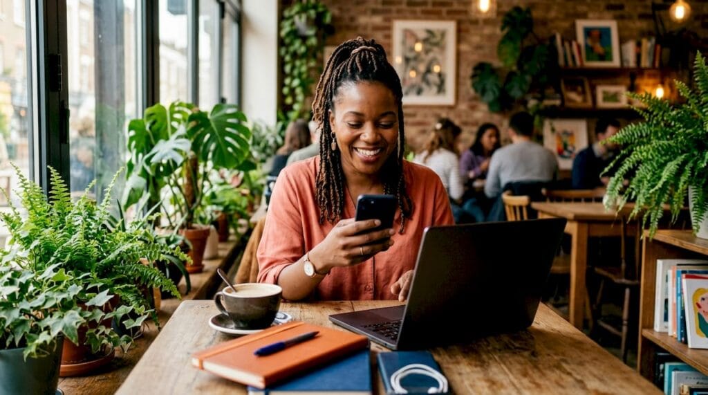 Freelancer receiving a client referral on phone