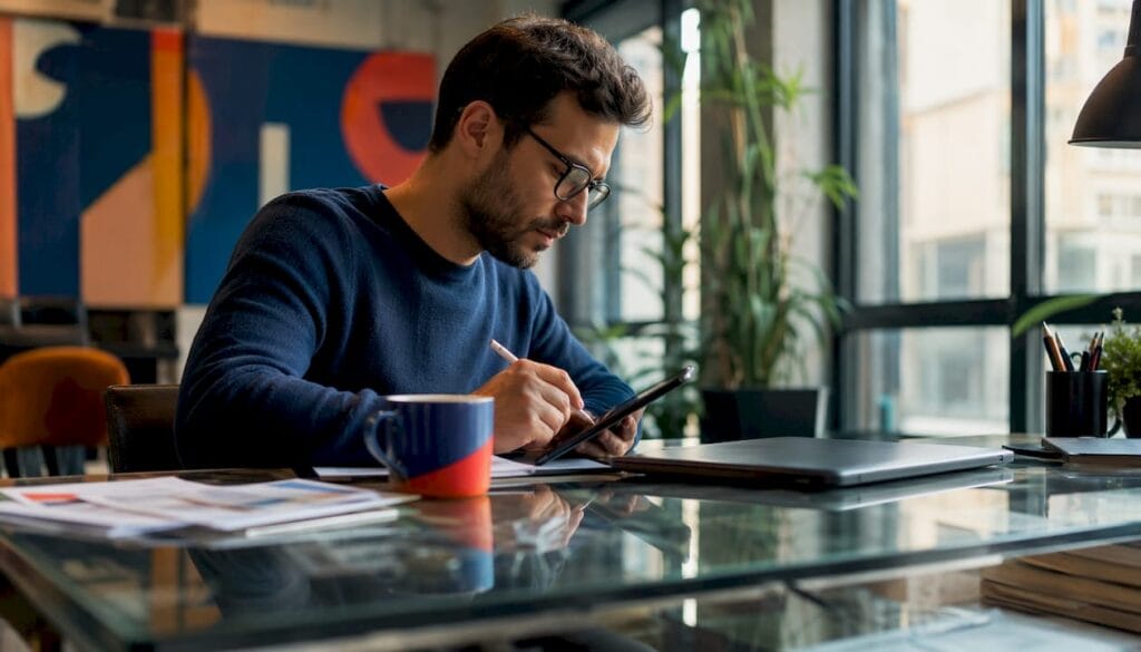 Freelancer working during deep focus block
