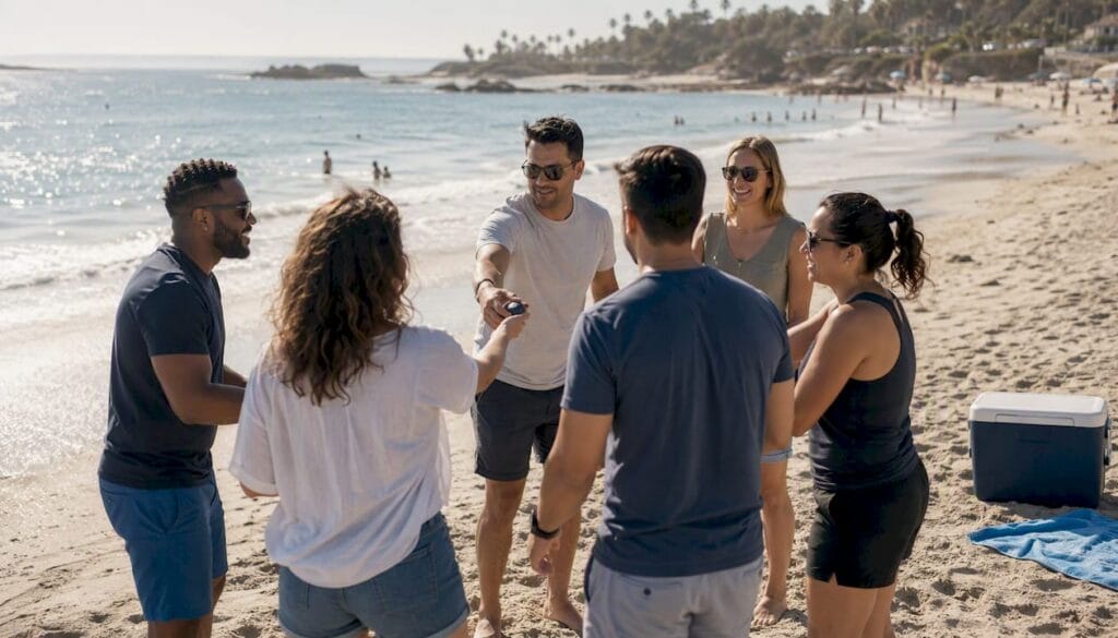 Colleagues in outdoor trust-building activity