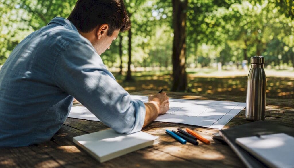 Hand sketching business model canvas