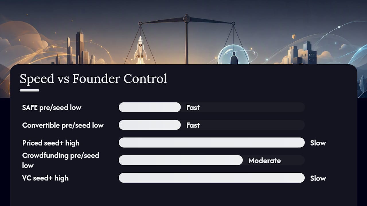 Comparison chart of startup funding instruments