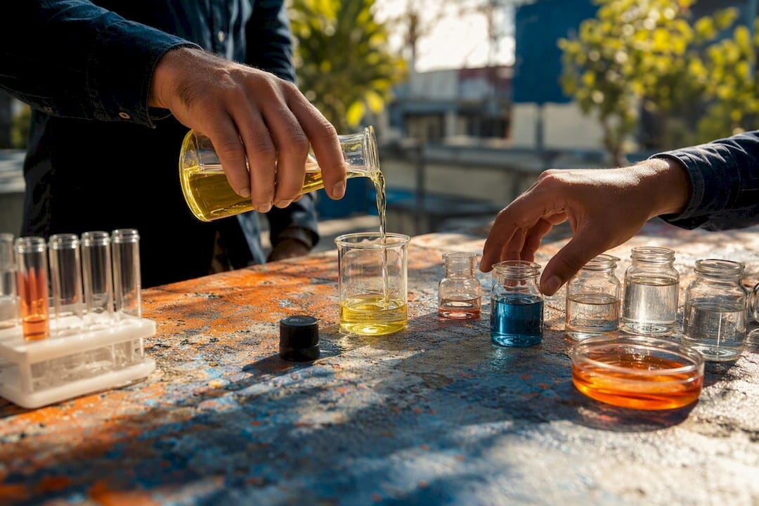 Hands preparing validation experiments for startup