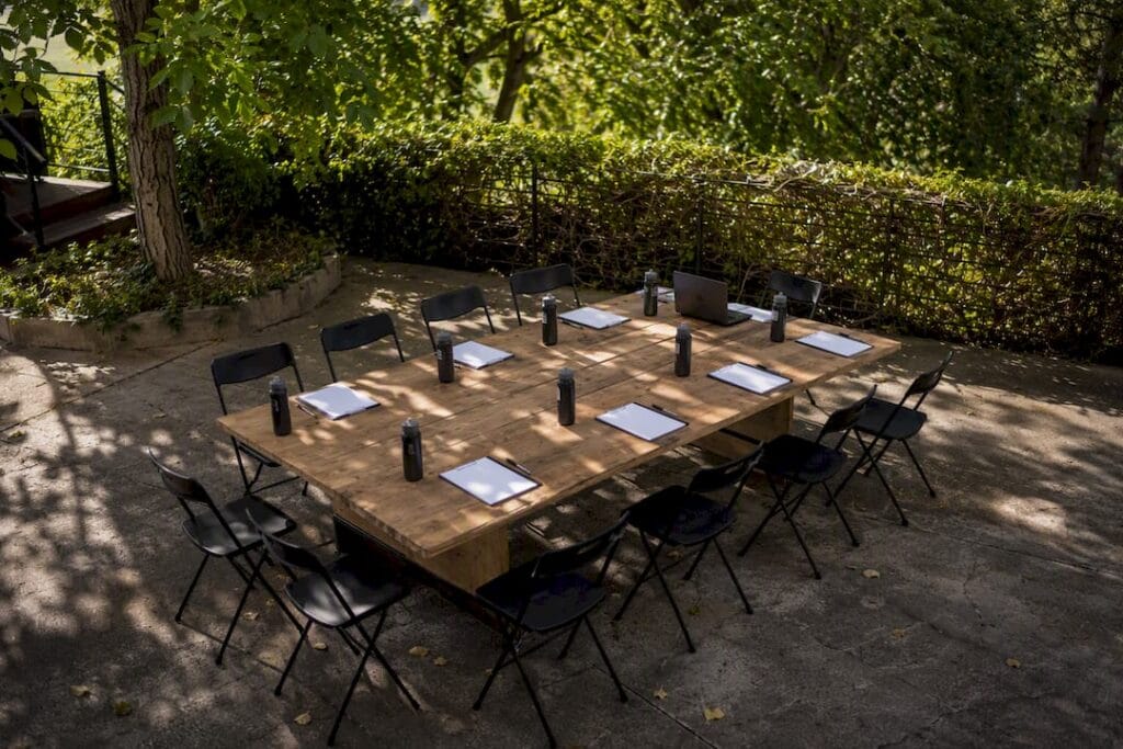 Workshop table setup for leadership development program