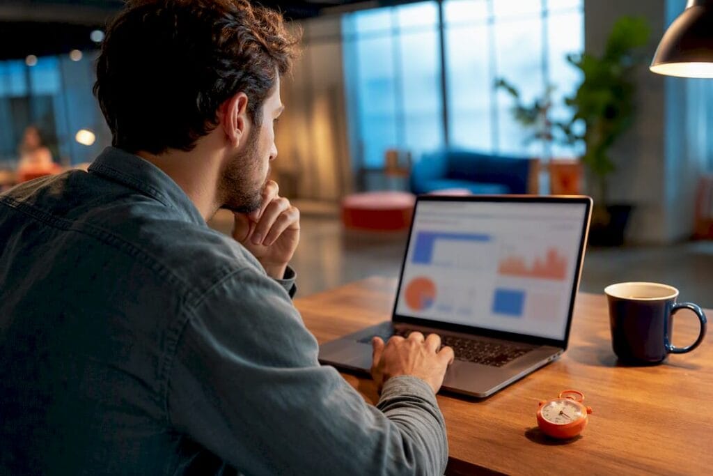 Founder reviewing growth experiment analytics