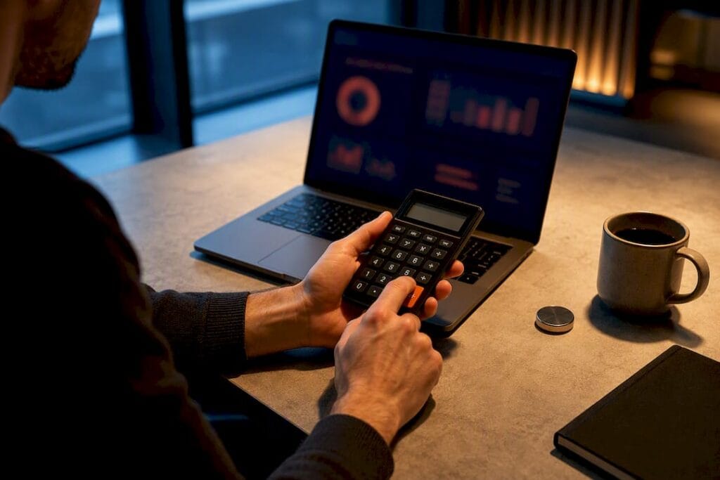 Founder analyzing startup unit economics