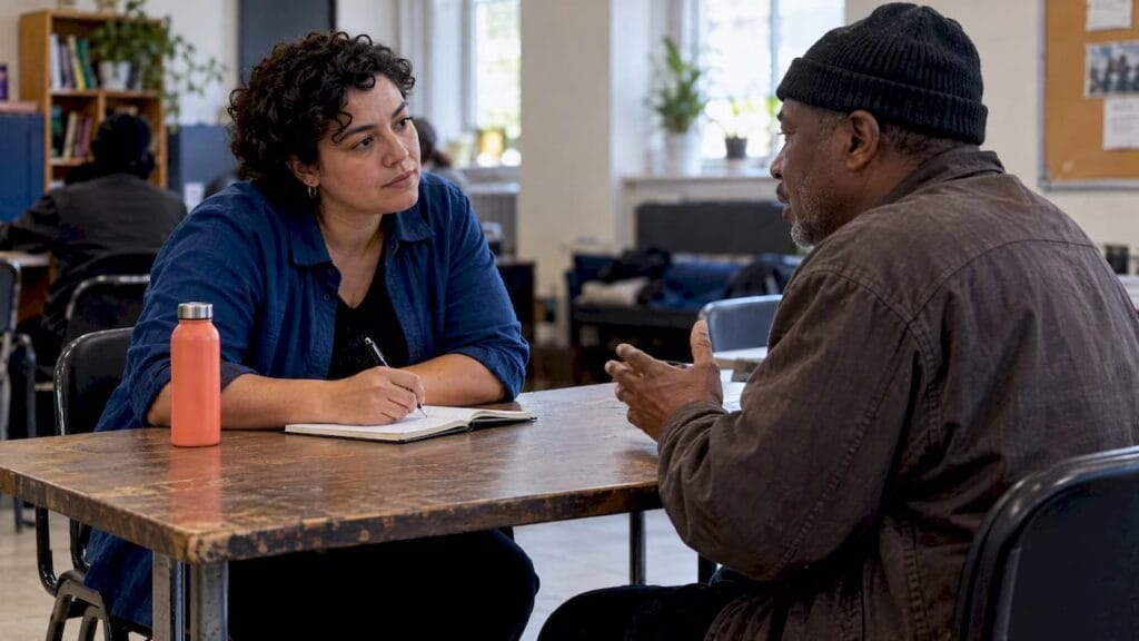 Founder interviewing potential social enterprise user