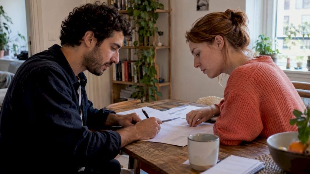 Founders reviewing a one-page sales plan