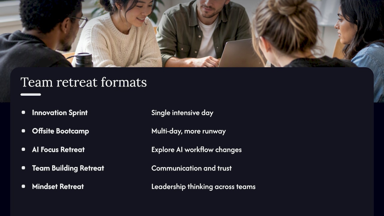 Company Retreats and Bootcamps for Teams — overview diagram