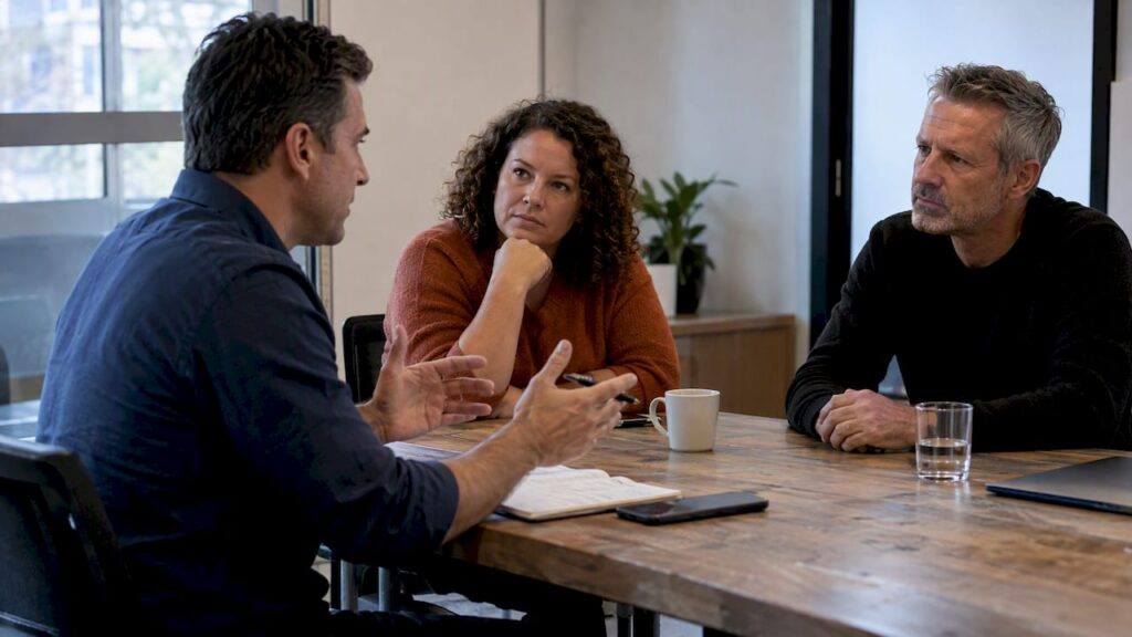 Founder reporting figures to accountability peers