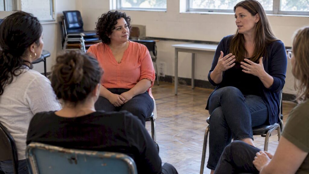 Founder assessing a women’s peer network session